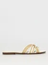 Twinset Sandalo In Paglia Flat Shoes In Yellow Cream