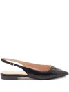Twinset Black Ballerinas With Pointed Toe Design And Adjustable Strap In Leather Woman