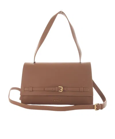 Twinset Flip Large Shoulder Bag In Light Chocolate Color