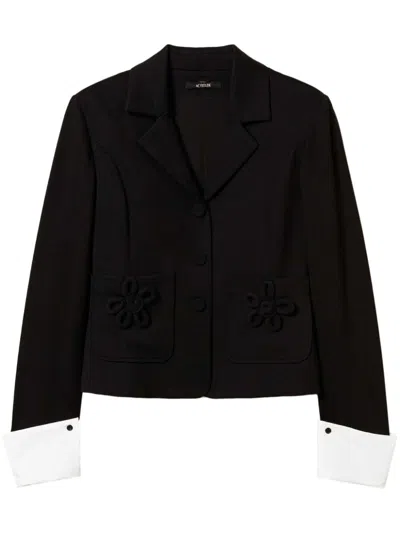 Twinset Floral-appliqué Blazer In Black