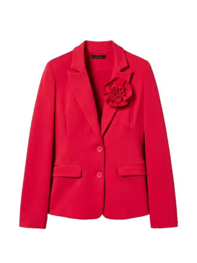 Twinset Floral-appliqué Blazer In Red