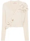 Twinset White V-neck Front Button Sweater In Neutrals
