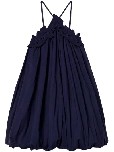 Twinset Kleid Mit Blumenapplikation In Blau