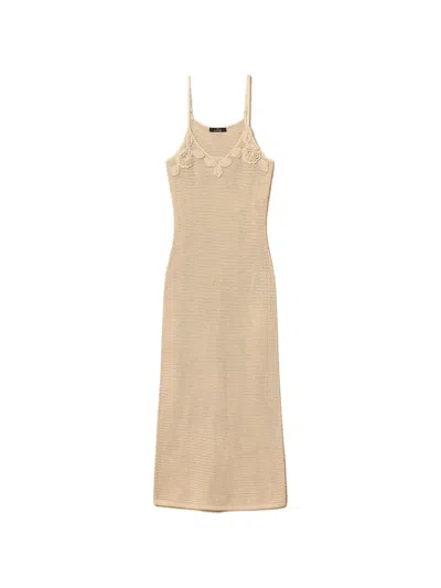 Twinset Floral-appliqué Dress In Gray