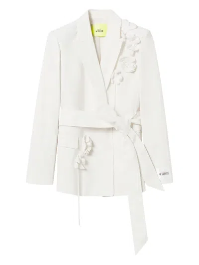 Twinset Floral-appliqué Jacket In 白色