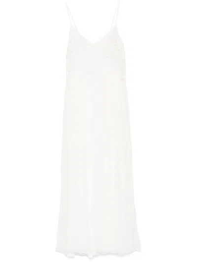 Twinset Floral-appliqué Maxi Dress In White