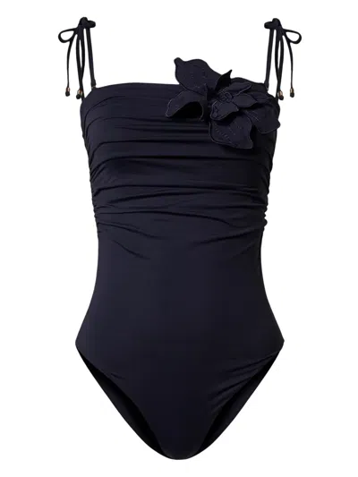 Twinset Floral Appliqué Swimsuit In Blue