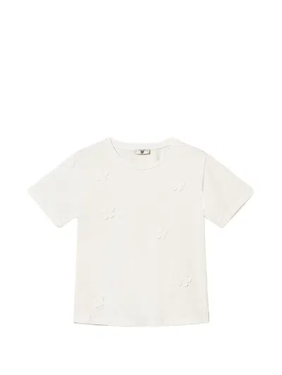 Twinset Floral-appliqué T-shirt In Brown