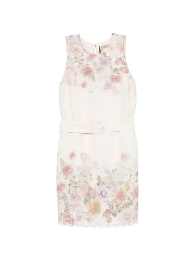 Twinset Floral Belted Nini Dress In White