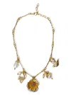 Twinset Floral-charm Necklace In Gold