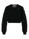 Twinset Floral Crochet Cropped Cardigan In Black