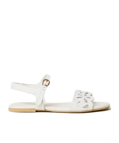 Twinset Kids' Floral Detail Sandals In White