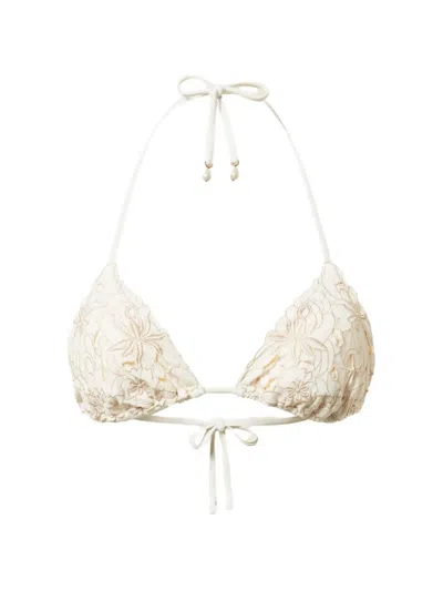 Twinset Floral-embroidered Bikni Top In Neutral
