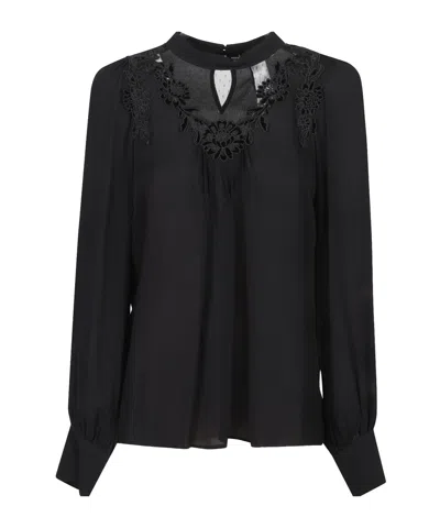 Twinset Floral Embroidered Blouse In Black