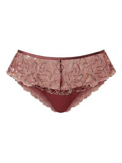 Twinset Floral-embroidered Briefs In Red