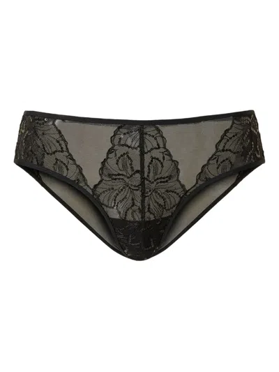 Twinset Floral Embroidered Briefs In Black