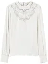 Twinset Floral-embroidered Crepe Blouse In White