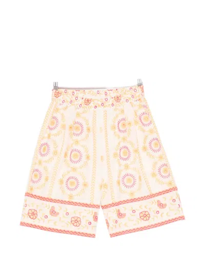 Twinset Floral-embroidered Shorts In Gold