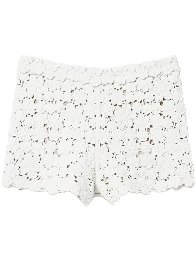 Twinset Floral-embroidered Shorts In Neutrals