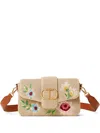 Twinset Floral-embroidered Shoulder Bag In Neutrals
