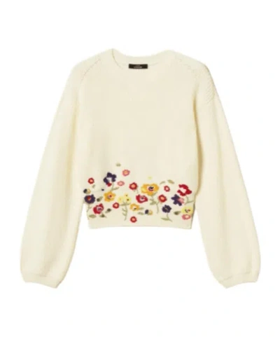 TWINSET FLORAL-EMBROIDERED SWEATER