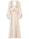 Twinset Twin-set Maxi Dress With Deep V-neckline Andcut-out Detail In Neutrals