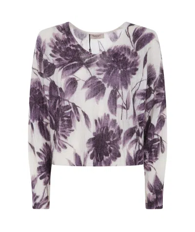 Twinset Floral Knit Sweater In Purple
