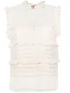 Twinset Floral-lace Sleeveless Blouse In Beige