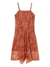 Twinset Robe Midi En Dentelle In Orange