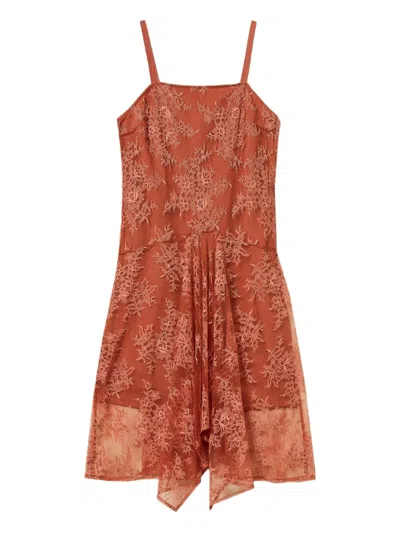 Twinset Floral-lace Midi Dress In Orange