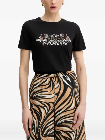 Twinset Floral-motif T-shirt In Black