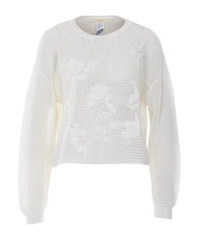 Twinset Embroidered Floral Pattern Knitwear In White