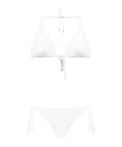 Twinset Floral Patch Bikini In White