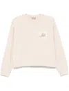 Shop Twinset Floral-patch Sweatshirt In Neutrals