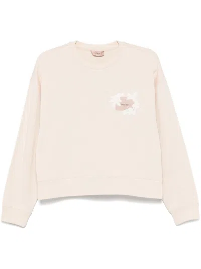Twinset Floral-patch Sweatshirt In Neutrals