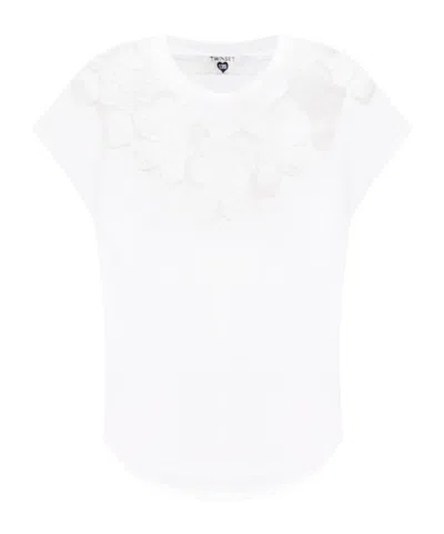 Twinset Floral Patch T-shirt In White