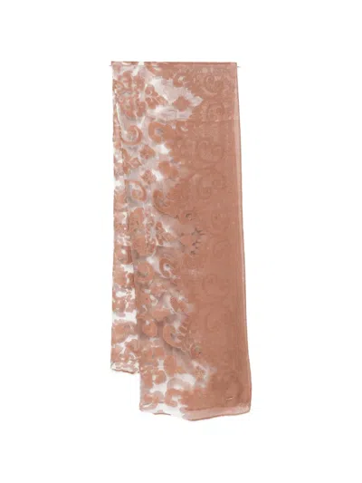 Twinset Floral-pattern Scarf In Brown
