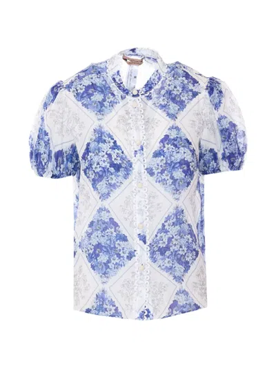 Twinset Printed Short-sleeved Shirt In White