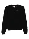 Twinset Twin-set Black Sweater With Floral Openwork Detailing In Black