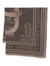 Twinset Floral-patterned Fringed Scarf In Brown