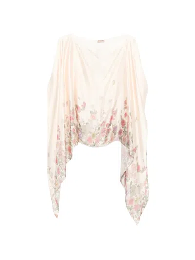Twinset Floral Poncho In Neutral