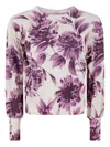Twinset Twin-set Floral Pattern Viscose Sweater With Gathered Cuffs In White