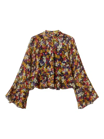 Twinset Floral-print Bell-sleeve Blouse In Multi