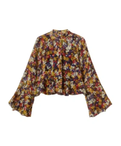 TWINSET FLORAL-PRINT BELL-SLEEVE BLOUSE
