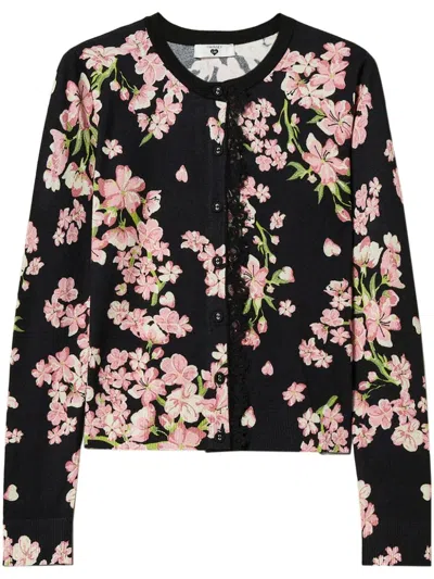 Twinset Floral-print Cardigan In Black