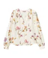 Twinset Twin-set V-neck White Shirt With Floral Print In White