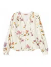 Twinset Twin-set V-neck White Shirt With Floral Print In White