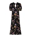 Twinset Floral-print Satin Maxi Dress In Black