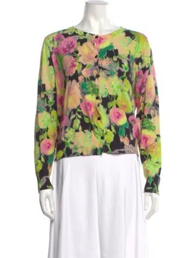 Pre-owned Twinset Floral Print Crew Neck Sweater In Green