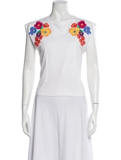 Pre-owned Twinset Floral Print Crew Neck T-shirt In White